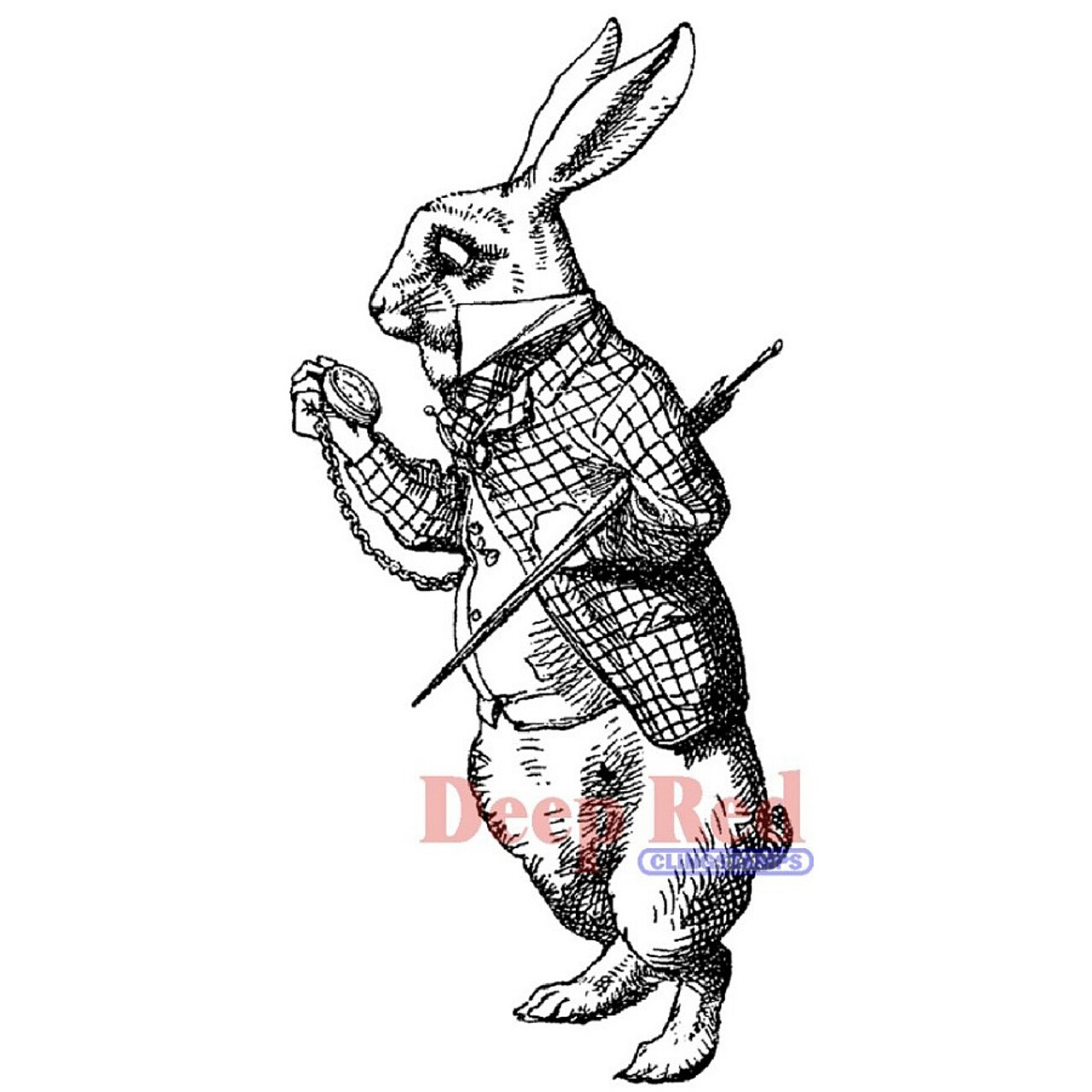 Deep Red Stamps White Rabbit Late Rubber Cling Stamp 1.5 x 3.25 inches